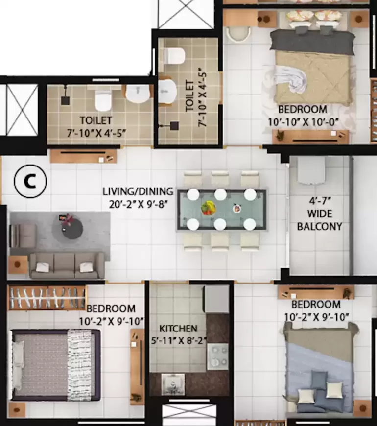 3 BHK | 791.00 sq.ft | ₹ 52 L