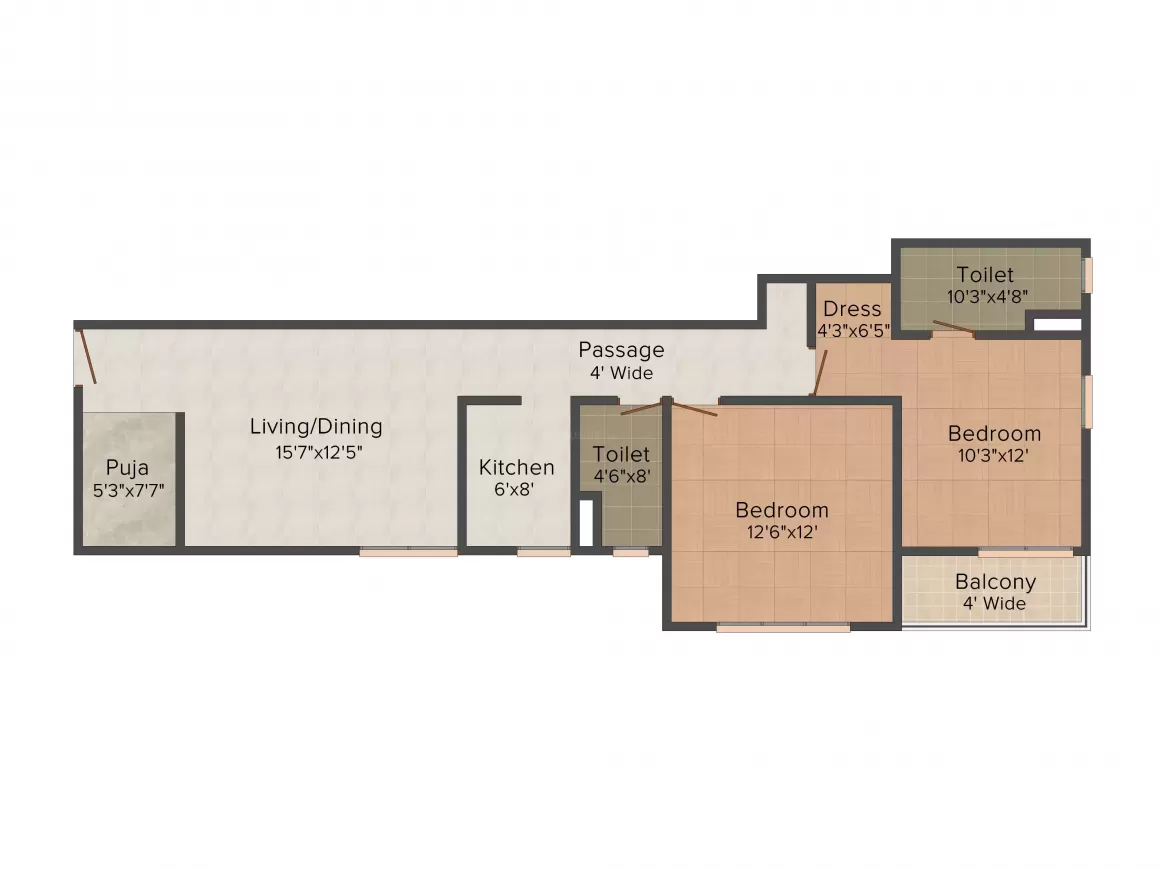 2 BHK | 1276.00 sq.ft | ₹ 77.96 L