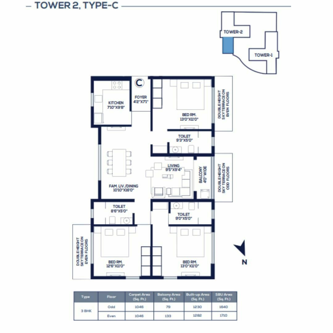 3 BHK | 1640 Sq.ft | ₹ 1.36 Cr onwards